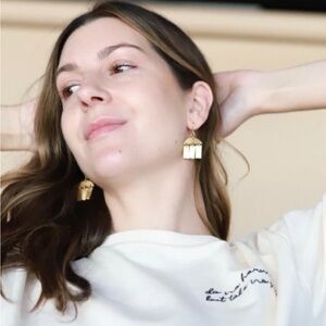 Natalie Borton Geometric Julia Earnings Gold Plated Recycled Brass Minimal
